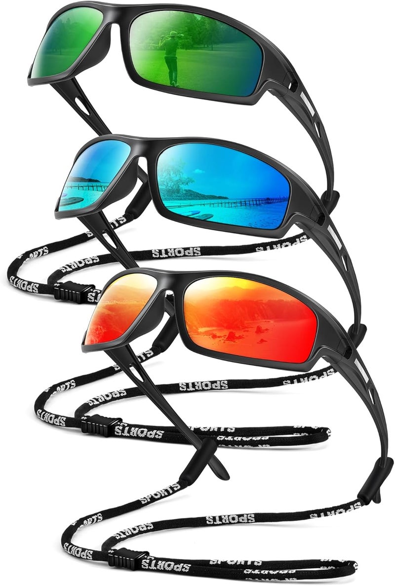 QALLY Store Polarized-Sunglasses-Men Sports Mens-Sunglasses: Sun-Glasses with UV Protection for Fishing Driving Running Cycling - Image 1